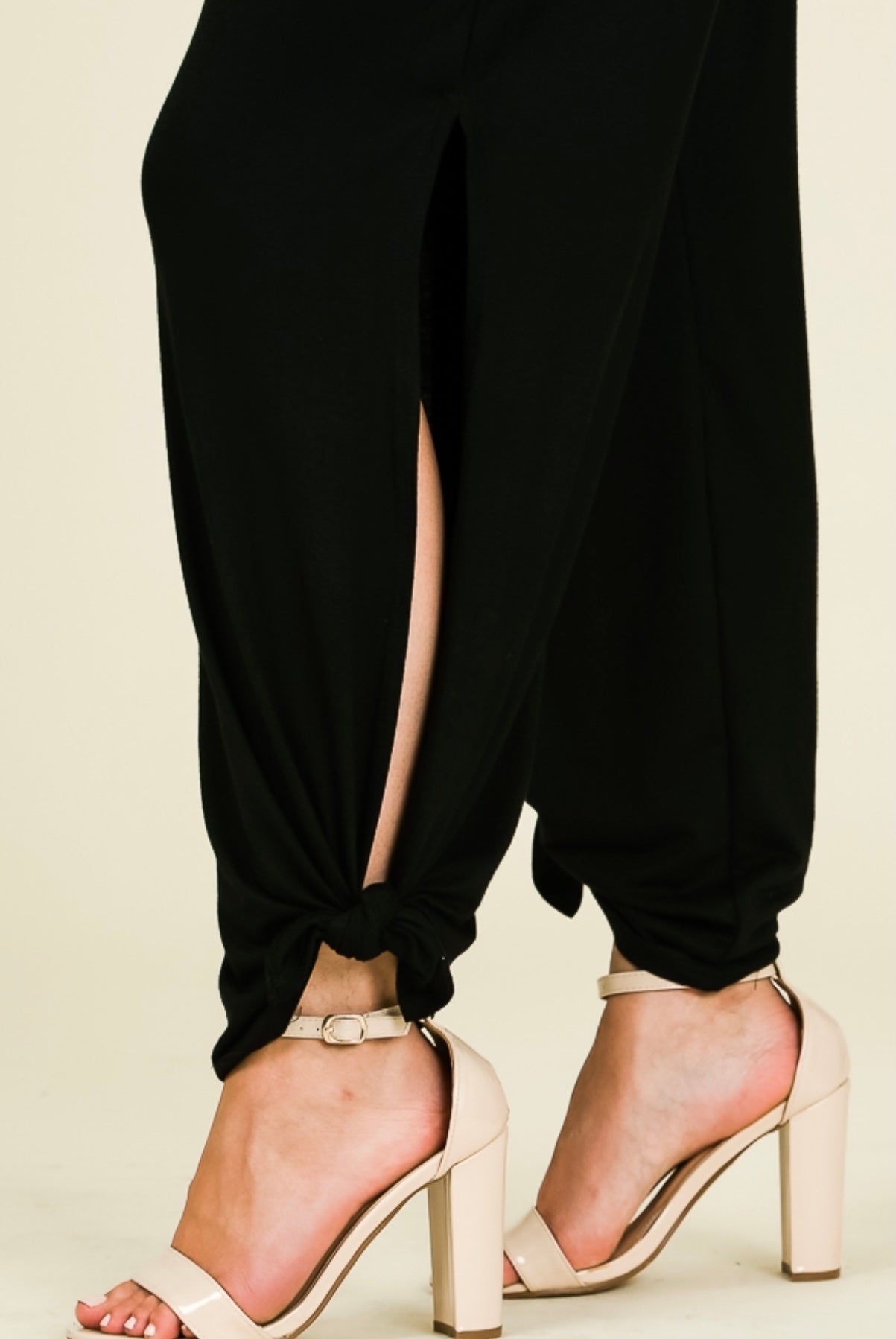 Slit Leg Tie Black Pants
