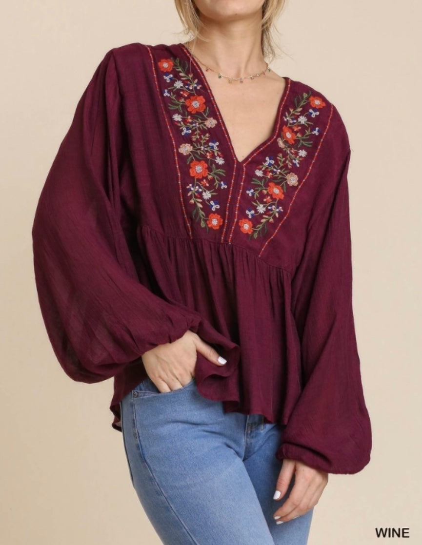Embroidered Marroon