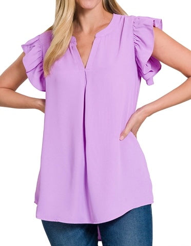 Lavender Ruffle Sleeve