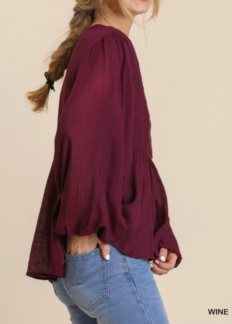 Embroidered Marroon