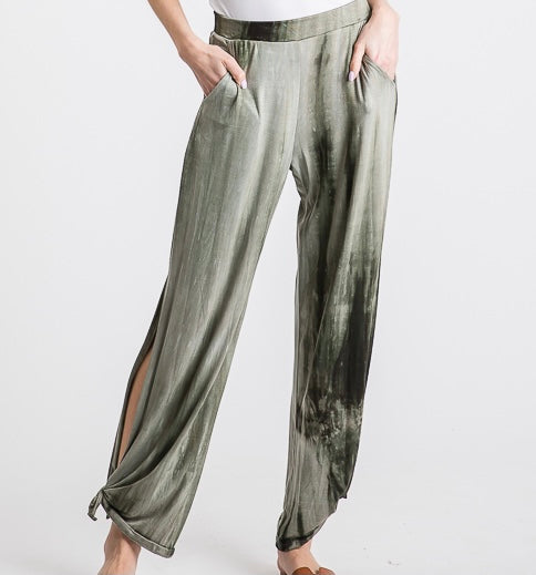 Slit Leg Tie Dye Brown
