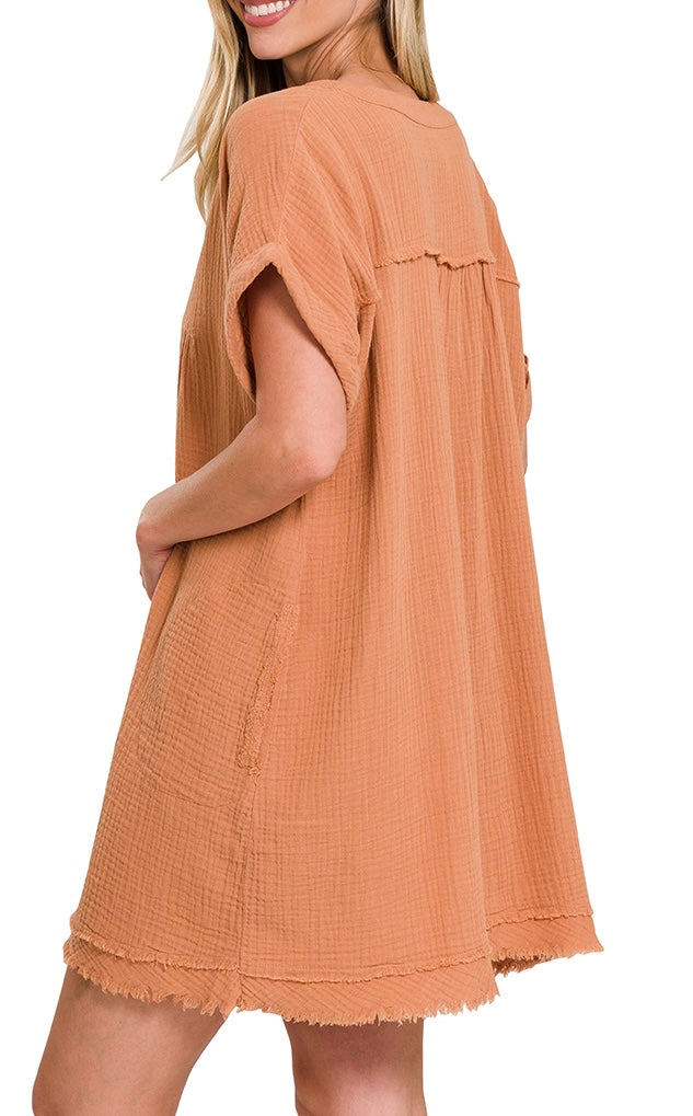 Gauze Raw Edge Dress
