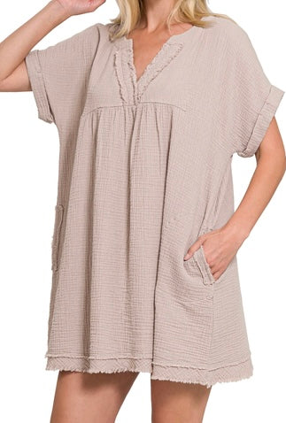 Gauze Raw Edge Dress