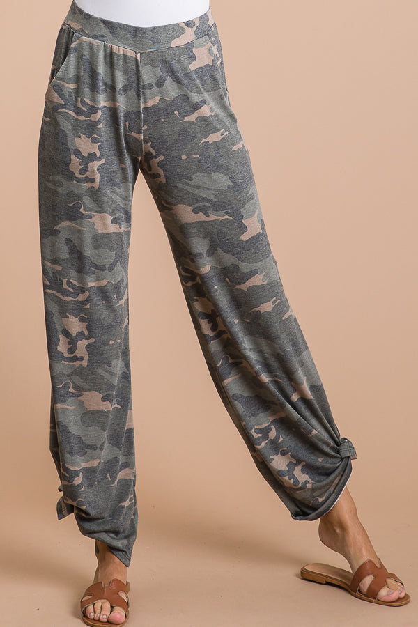 Slit Leg Tie Black Pants