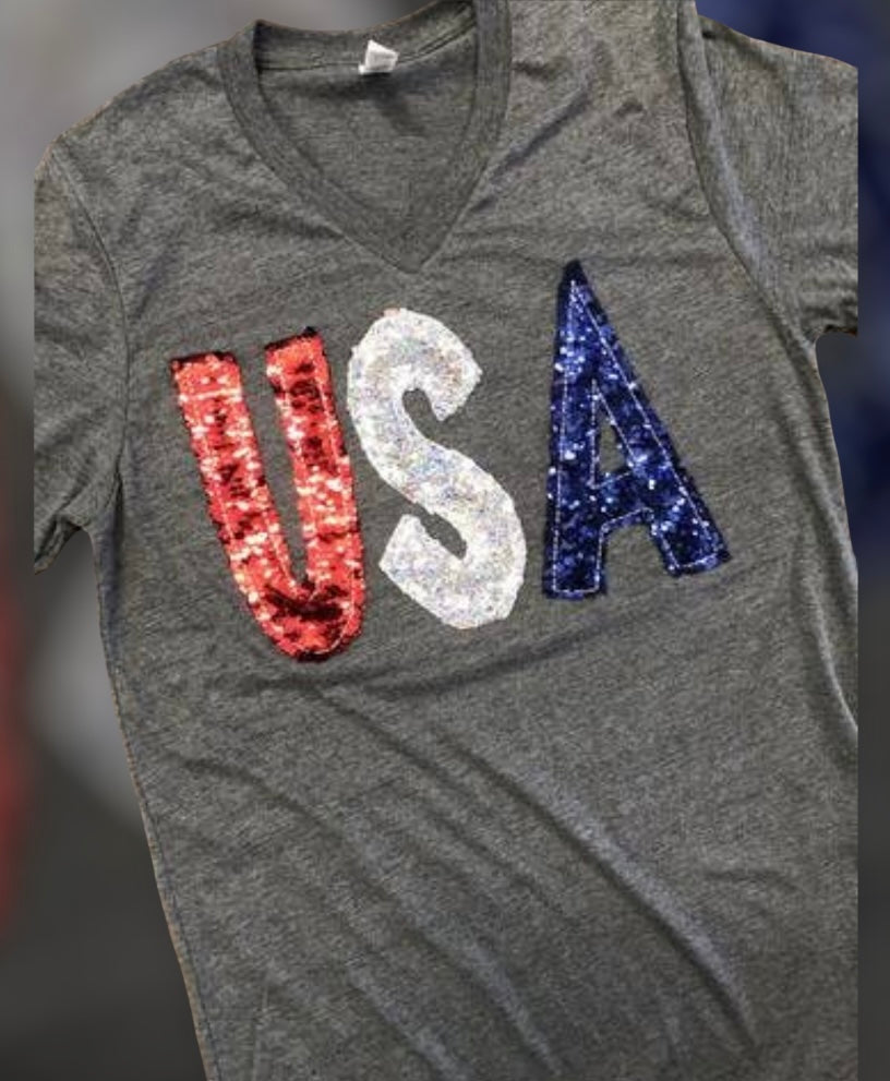 Sequined USA Tee
