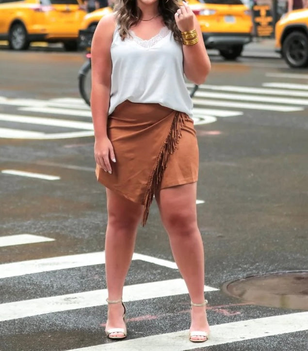 Suede Fringe Skirt