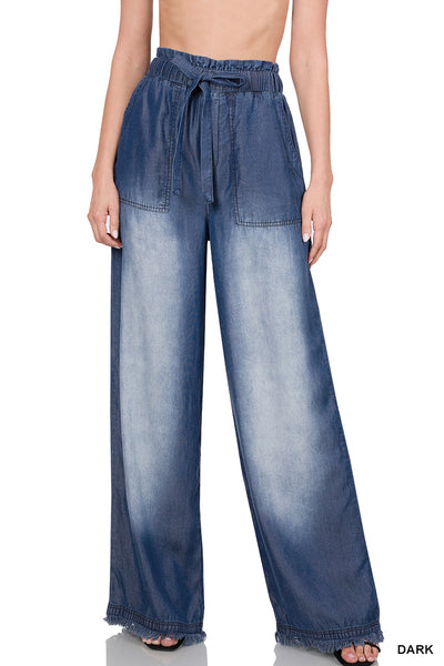Paper Bag Wide Leg Chambray