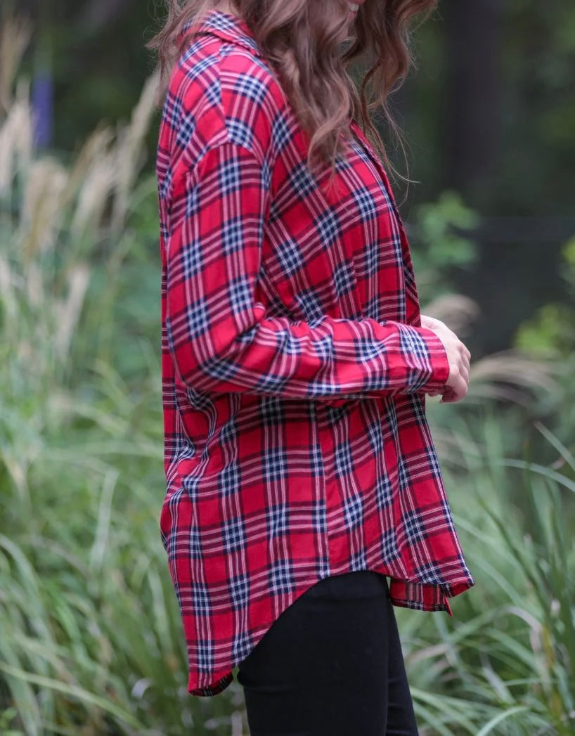 Plaid Button Up - Red