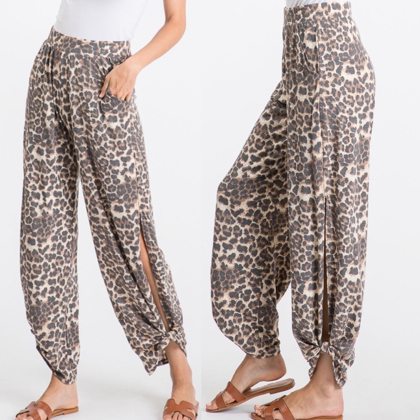 Slit Leg Leopard Prints