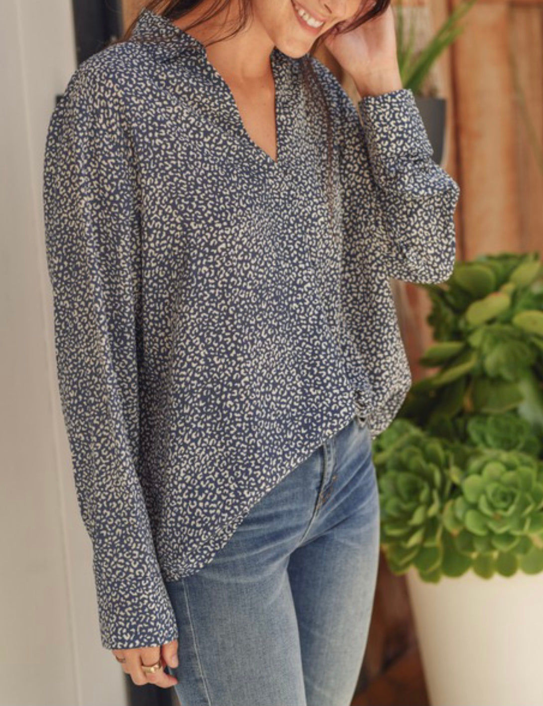 Navy with White Print