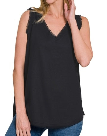 Linen Frayed Edge Sleeveless
