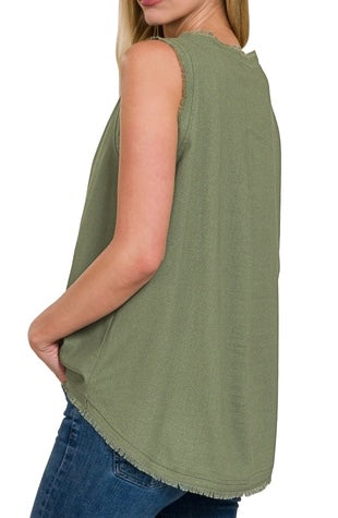 Linen Frayed Edge Sleeveless