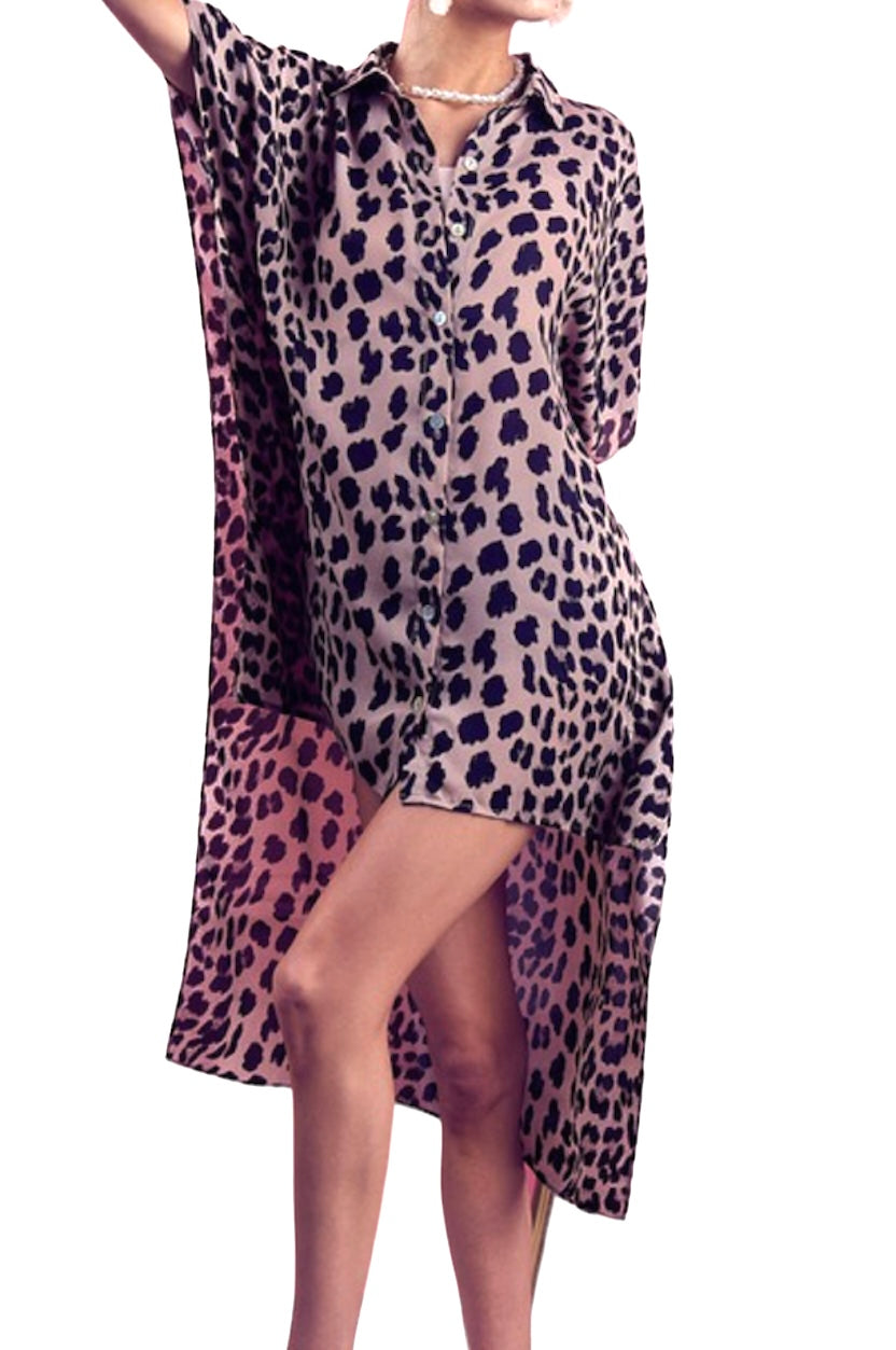 Leopard Button Front Dress